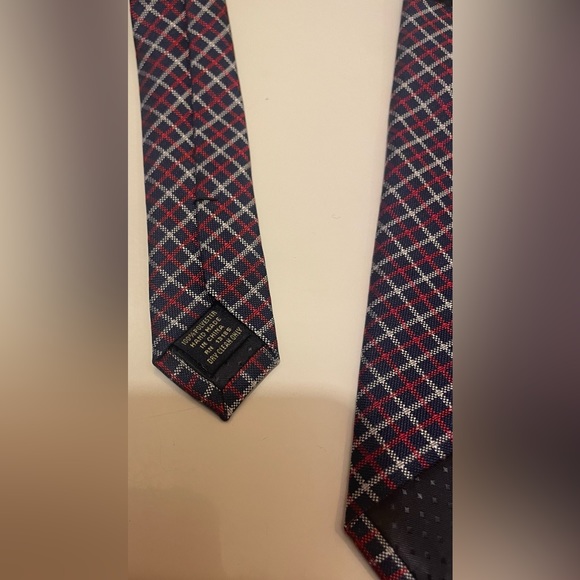 US POLO ASSN Handmade Men's Tie Red White Blue Plaid Polyester Necktie NEW - Picture 8 of 9